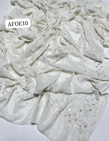 Stuff Swiss Lawn Chawal Shisha Jaal 4 Sided Border  With original Mirror heavy work  beautifull Chaddar Latest Artical💫